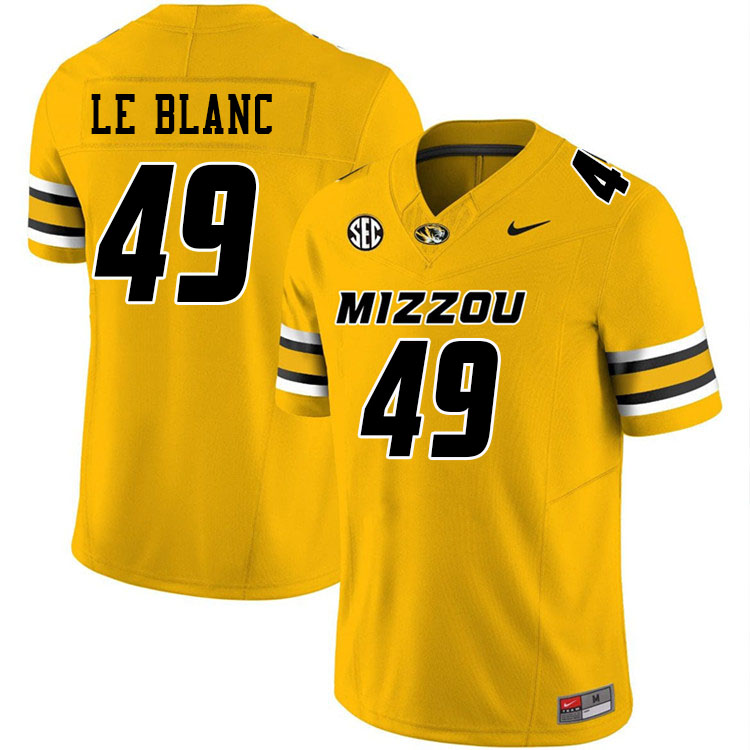 Men #49 Brett Le Blanc Missouri Tigers College Football Jerseys Stitched-Gold